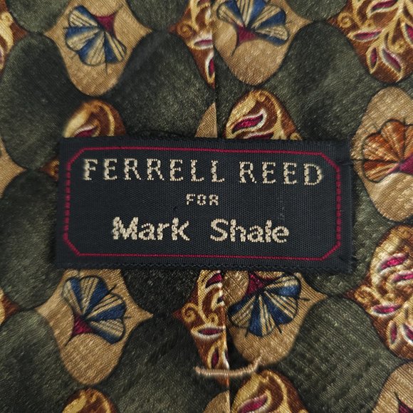 Ferrell Reed for Mark Shale Men Tie 100% Silk Geometric Green Multi 60x4 - NWOT - Picture 3 of 6